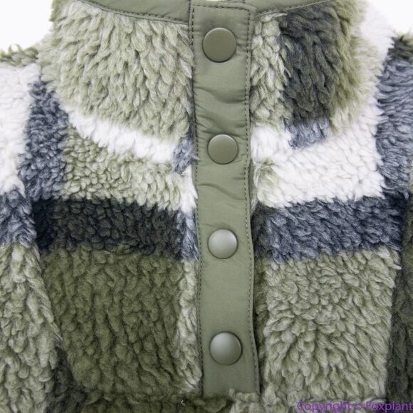 NEW Madewell (Re)sourced Sherpa Popover Tunic Jacket in‎ Plaid, L,NB532 - Picture 9 of 16